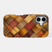 BROWN ORANGE YELLOW FALL PLAID PATTERN iPhone 16ケース (裏面横)