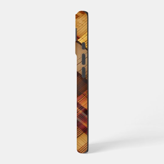 BROWN ORANGE YELLOW FALL PLAID PATTERN iPhone 16ケース (左側面)