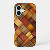 BROWN ORANGE YELLOW FALL PLAID PATTERN iPhone 16ケース (裏面)