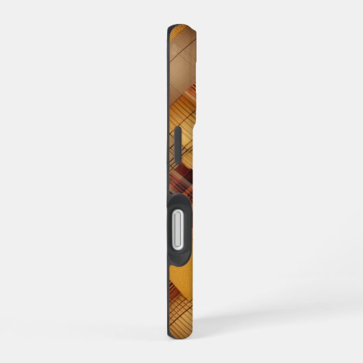 BROWN ORANGE YELLOW FALL PLAID PATTERN iPhone 16ケース (右側面)