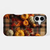 BROWN ORANGE YELLOW FALL PLAID PATTERN & PUMPKINS iPhone 16ケース (裏面横)