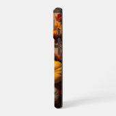 BROWN ORANGE YELLOW FALL PLAID PATTERN & PUMPKINS iPhone 16ケース (左側面)