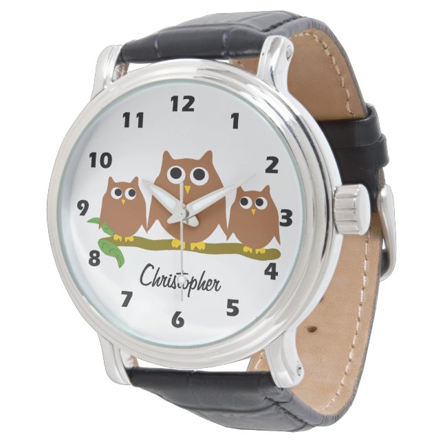 Brown Owl Design Personalised 腕時計 (アングル)