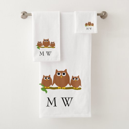 Brown Owls Design Monogrammed バスタオルセット (インサイチュ)
