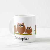 Brown Owls Design Personalised コーヒーマグカップ (正面左)