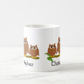 Brown Owls Design Personalised コーヒーマグカップ (中央)