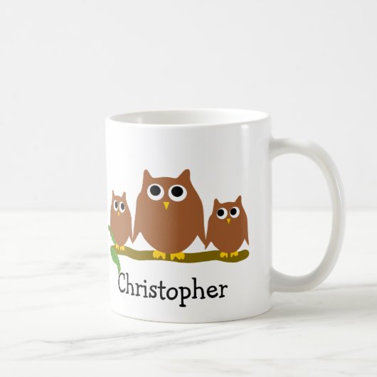 Brown Owls Design Personalised コーヒーマグカップ (右)