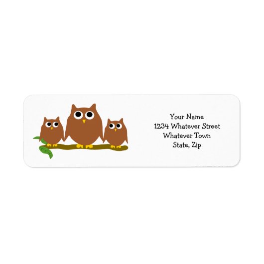 Brown Owls Design Return Address ラベル (正面)