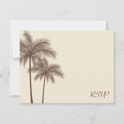 Brown Palm Tree RSVPの応答結婚カード 出欠カード (正面)