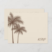 Brown Palm Tree RSVPの応答結婚カード 出欠カード (正面/裏面)