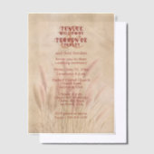 Brown Pampas Grass on Texture Background Wedding ベラム紙招待状 (オフセット)