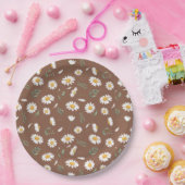  Brown Paper Plate with Daisy Flowers - Birthday  ペーパープレート (パーティー)