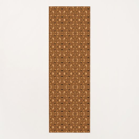 Brown patterned fabric featuring a symmetrical  ヨガマット (正面)