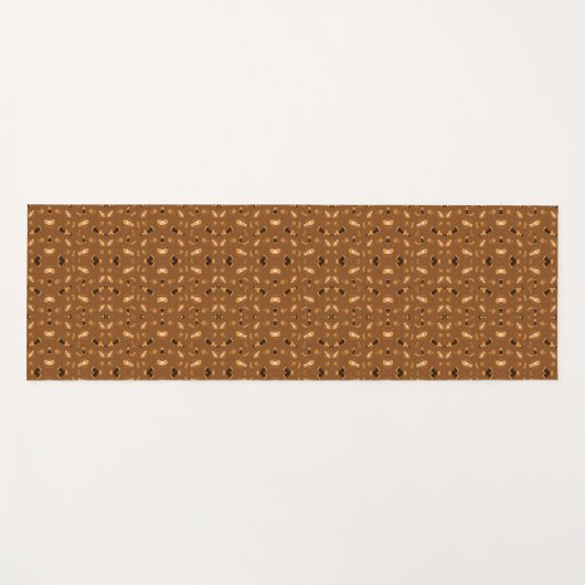 Brown patterned fabric featuring a symmetrical  ヨガマット (正面(横))