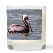 Brown Pelican glass candle