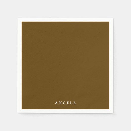 Brown Personalized Name スタンダードカクテルナプキン (正面)