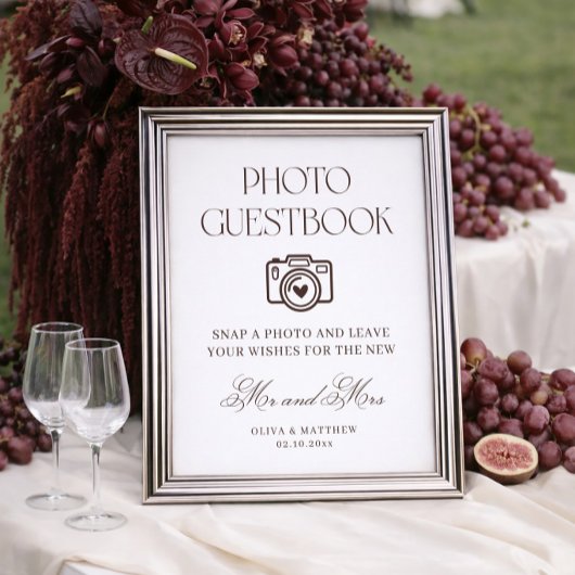 Brown Photo Guest Book Wedding ポスター