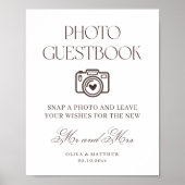 Brown Photo Guest Book Wedding ポスター (正面)