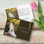 Brown Photo Modern Wedding W Note Landscape サンキューカード