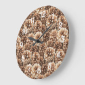 Brown Pine Cones Bridal Shower ラージ壁時計 (傾斜)