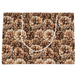 Brown Pine Cones Nature Birthday ラージペーパーバッグ