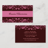 Brown & Pink Damask名刺 名刺 (正面/裏面)
