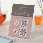 Brown Pink Let's Connect ソーシャルメディア 台座サイン (インサイチュ)