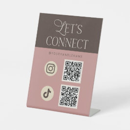Brown Pink Let's Connect ソーシャルメディア 台座サイン