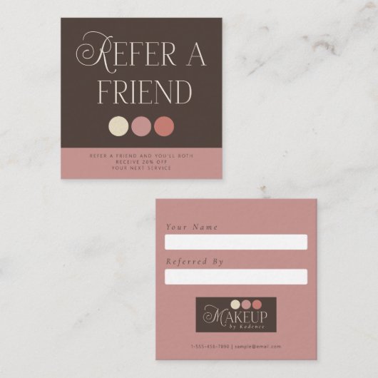 Brown Pink Makeup Artist Referral Card 紹介カード (正面/裏面)