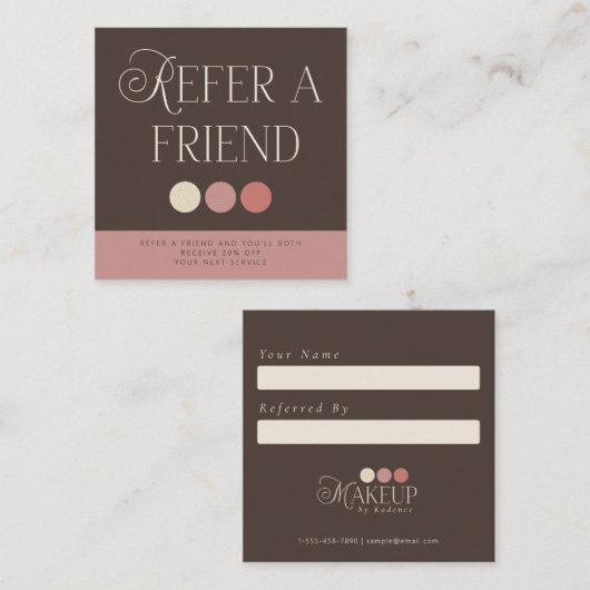 Brown Pink Makeup Artist Referral Card 紹介カード (正面/裏面)