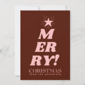Brown & Pink Merry Christmas Non Photo  シーズンカード (正面)