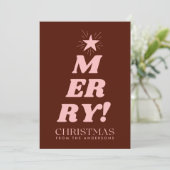 Brown & Pink Merry Christmas Non Photo  シーズンカード (スタンド正面)