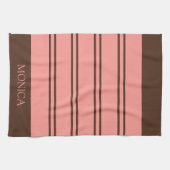 Brown Pink Stripes Script Name Kitchen Towels キッチンタオル (横)