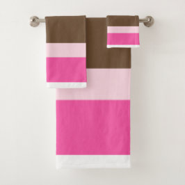 Brown & Pink White Stripe Bathroom Towel Sets  バスタオルセット