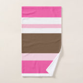 Brown & Pink White Stripe Bathroom Towel Sets  バスタオルセット (ハンドタオル)