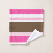 Brown & Pink White Stripe Bathroom Towel Sets  バスタオルセット (ウォッシュタオル)
