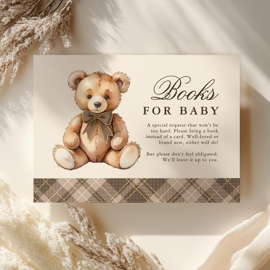 Brown Plaid Bear Baby Shower Books For Baby エンクロージャーカード