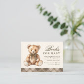 Brown Plaid Bear Baby Shower Books For Baby エンクロージャーカード (スタンド正面)