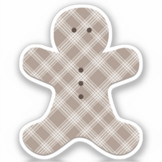 brown plaid gingerbread man  シール
