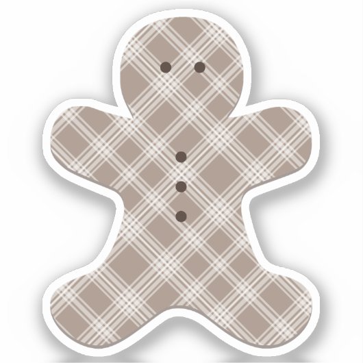 brown plaid gingerbread man  シール (正面)
