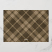 Brown Plaid Monogram Photo Christmas 箔シーズンカード (裏面)
