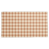 Brown Plaid Pattern Pair Of Pillowcases 枕カバー (正面右)