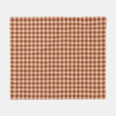 Brown Plaid Pattern Simple Rustic Gingham フリースブランケット (正面(横))