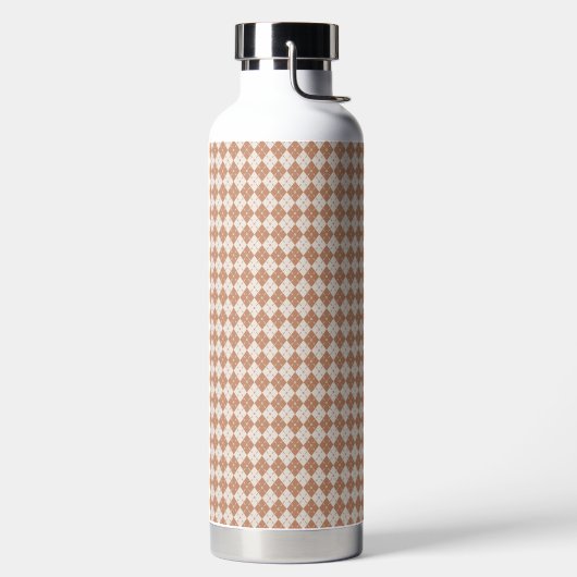 Brown Plaid Pattern Water Bottle ウォーターボトル (左面)