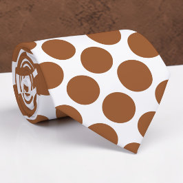 Brown Polka Dots on White Custom Necktie ネクタイ