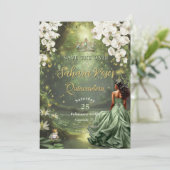 Brown Princess and Frog Sage Green Quinceanera 16 セーブザデート (スタンド正面)