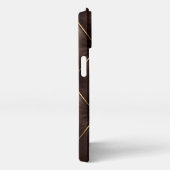 Brown Quilted Leather & Gold Studs Phone Case iPhoneケース (右側面)