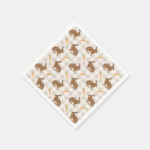 Brown Rabbits And Carrots Rustic Beige Gingham スタンダードカクテルナプキン (角)