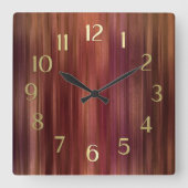 Brown Red Pink Stripes スクエア壁時計 (正面)