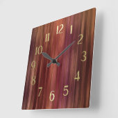 Brown Red Pink Stripes スクエア壁時計 (傾斜)